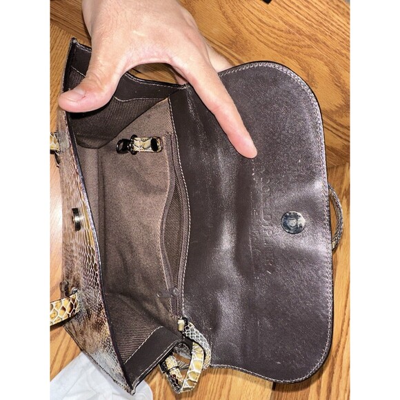 Donald J Pliner Patent Python Print Satchel Handbag - Picture 7 of 8